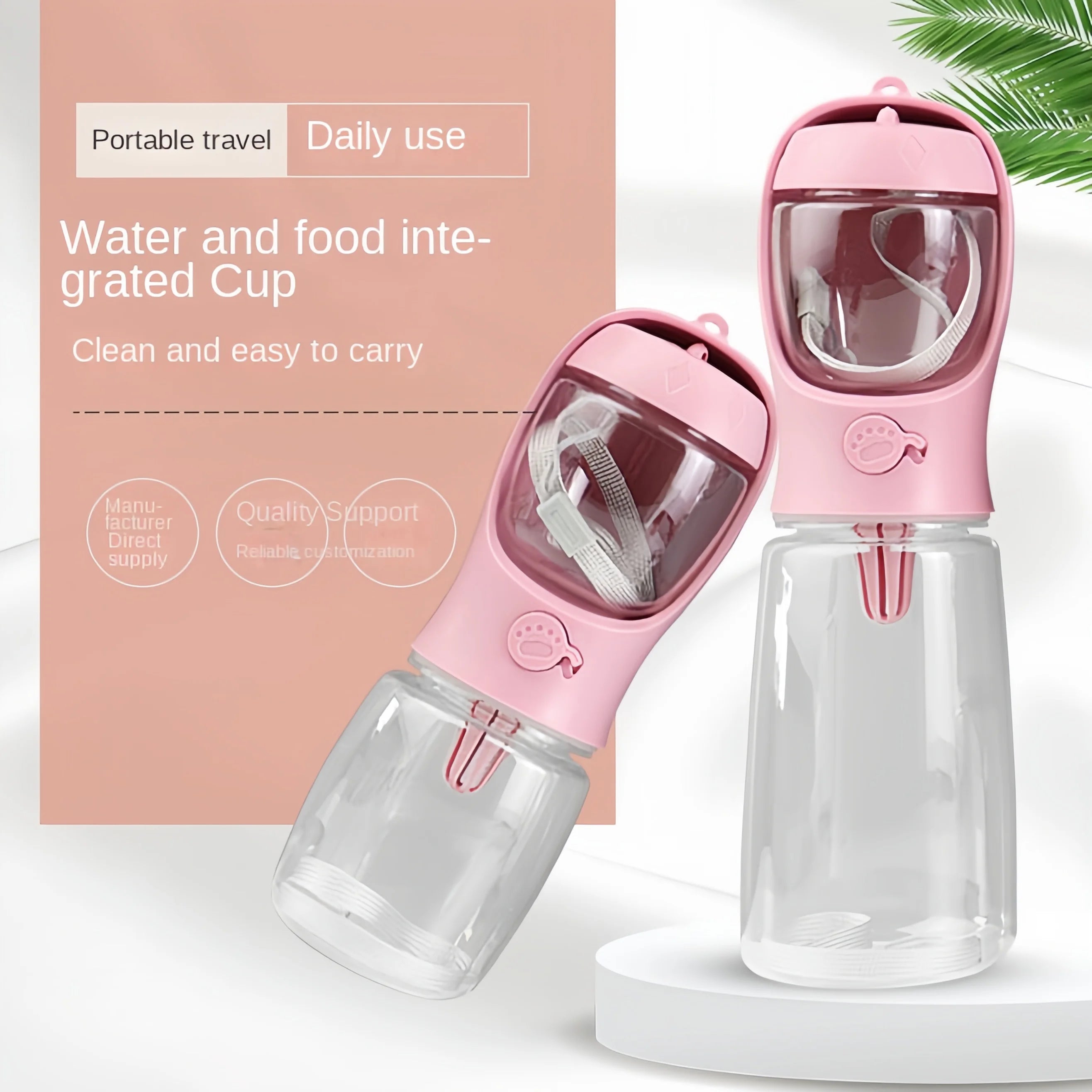 2-in-1 Dog Travel Water Bottle & Food Container