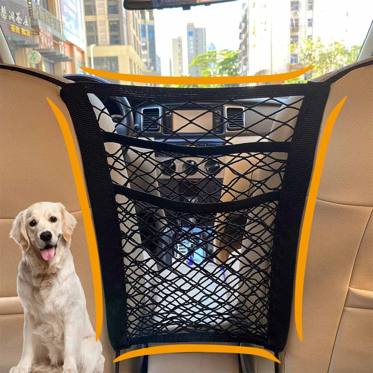 Dog Car Backseat Mesh Barrier – Stretchable Divider